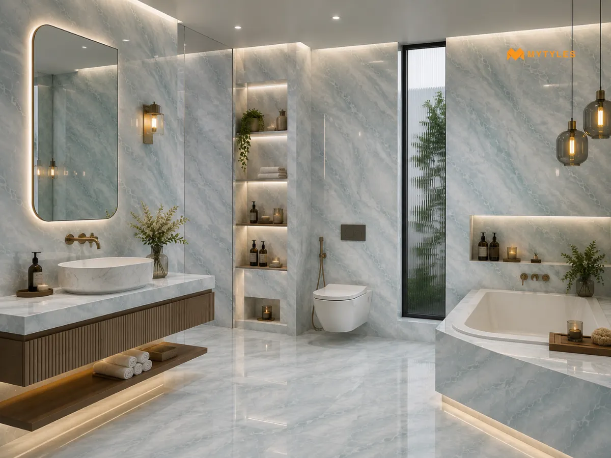 Continue The Same Tiles On Wall And Floor